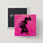 New York Boogie Nights Drum Hot Pink Vierkante Button 5,1 Cm (Voorkant /achterkant)