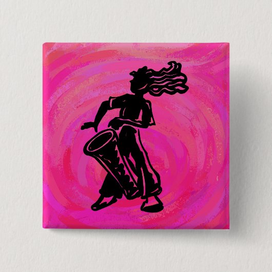 New York Boogie Nights Drum Hot Pink Vierkante Button 5,1 Cm (Voorkant)