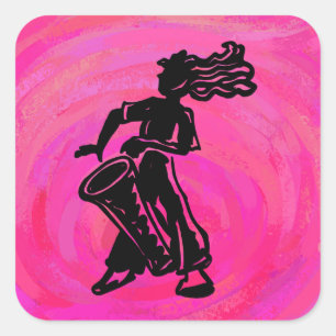 New York Boogie Nights Drum Hot Pink Vierkante Sticker