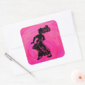 New York Boogie Nights Drum Hot Pink Vierkante Sticker (Envelop)