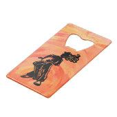 New York Boogie Nights Drum Oranje Creditkaart Flessenopener (Voorkant Gekanteld)