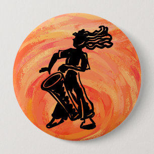 New York Boogie Nights Drum Oranje Ronde Button 4,0 Cm
