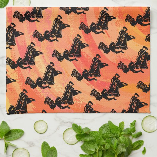 New York Boogie Nights Drum Oranje Theedoek (Gevouwen)