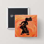 New York Boogie Nights Drum Oranje Vierkante Button 5,1 Cm (Voorkant /achterkant)