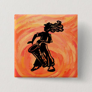 New York Boogie Nights Drum Oranje Vierkante Button 5,1 Cm