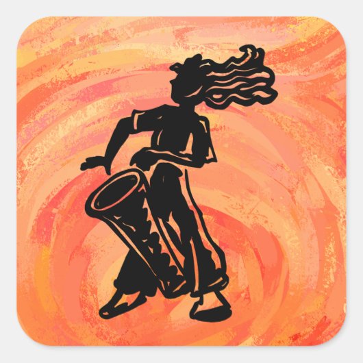 New York Boogie Nights Drum Oranje Vierkante Sticker (Voorkant)