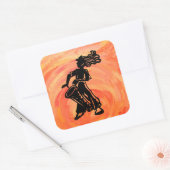 New York Boogie Nights Drum Oranje Vierkante Sticker (Envelop)
