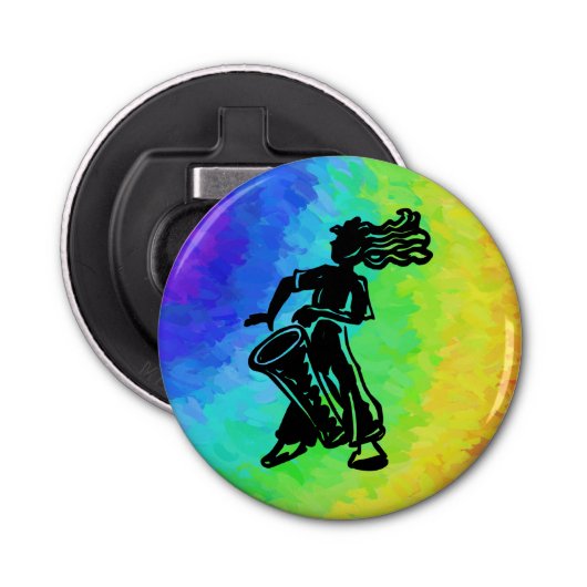 New York Boogie Nights Drum Rainbow Button Flesopener (Voorkant)