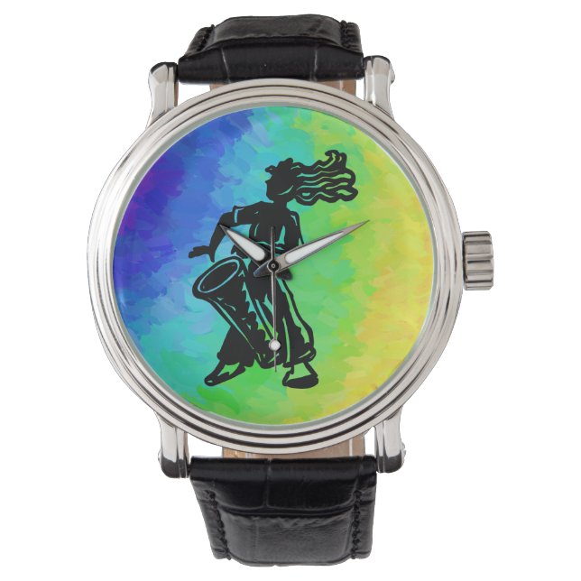 New York Boogie Nights Drum Rainbow Horloge (Voorkant)