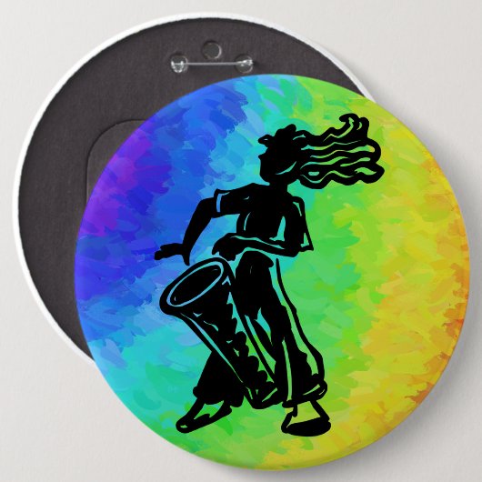 New York Boogie Nights Drum Rainbow Ronde Button 6,0 Cm (Voorkant /achterkant)