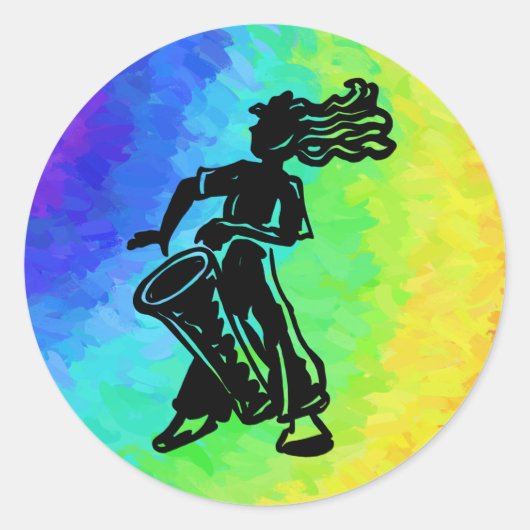 New York Boogie Nights Drum Rainbow Ronde Sticker (Voorkant)