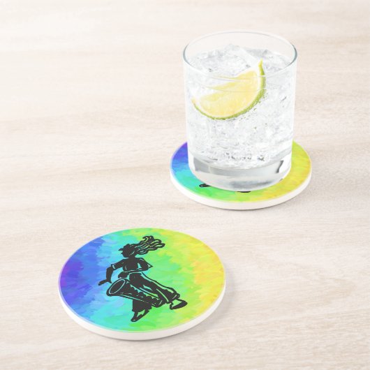 New York Boogie Nights Drum Rainbow Zandsteen Onderzetter (Zijkant)