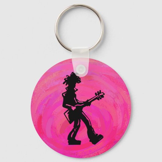 New York Boogie Nights Gitaar Hot Roze Sleutelhanger (Voorkant)