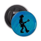 New York Boogie Nights Guitar Blue Button Flesopener (Voorkant)