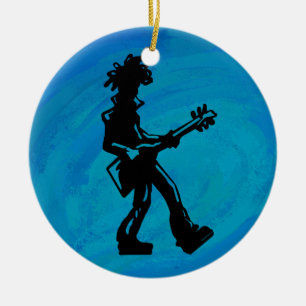 New York Boogie Nights Guitar Blue Keramisch Ornament