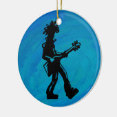 New York Boogie Nights Guitar Blue Keramisch Ornament (Links)