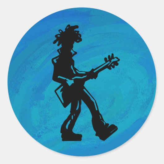 New York Boogie Nights Guitar Blue Ronde Sticker (Voorkant)