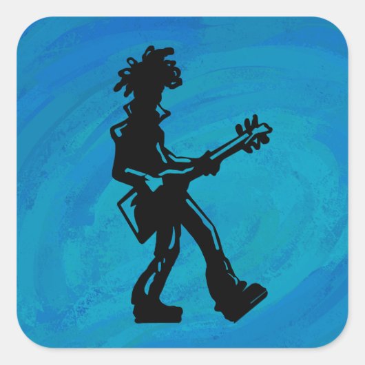 New York Boogie Nights Guitar Blue Vierkante Sticker (Voorkant)