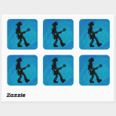 New York Boogie Nights Guitar Blue Vierkante Sticker (Vel)