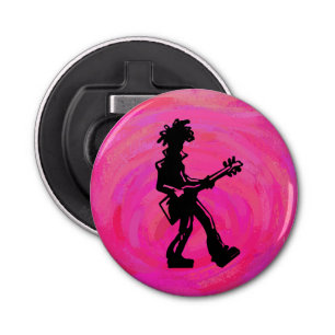 New York Boogie Nights Guitar Hot Pink Button Flesopener