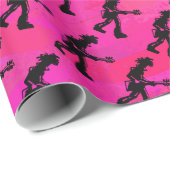 New York Boogie Nights Guitar Hot Pink Cadeaupapier (Rol Hoek)