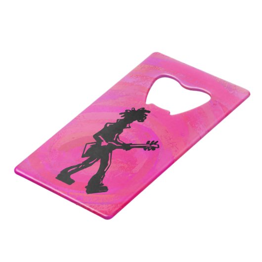New York Boogie Nights Guitar Hot Pink Creditkaart Flessenopener (Achterkant Gekanteld)