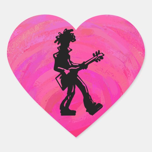 New York Boogie Nights Guitar Hot Pink Hart Sticker (Voorkant)