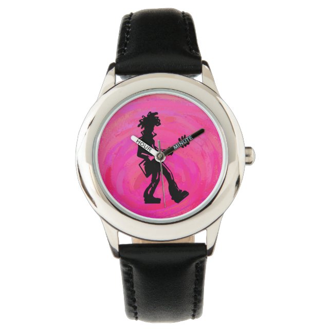New York Boogie Nights Guitar Hot Pink Horloge (Voorkant)