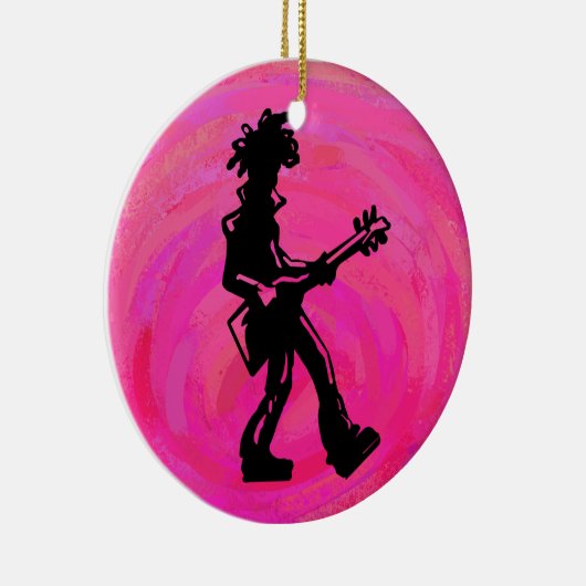 New York Boogie Nights Guitar Hot Pink Keramisch Ornament (Rechts)