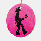 New York Boogie Nights Guitar Hot Pink Keramisch Ornament (Links)