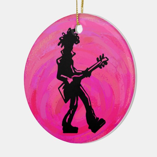 New York Boogie Nights Guitar Hot Pink Keramisch Ornament (Links)
