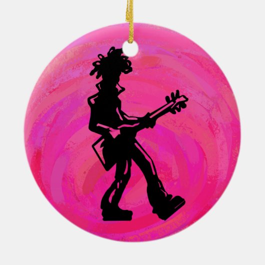 New York Boogie Nights Guitar Hot Pink Keramisch Ornament (Achterkant)