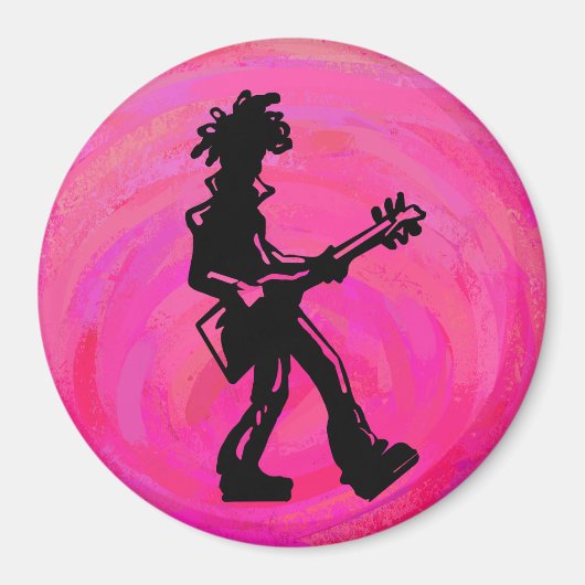 New York Boogie Nights Guitar Hot Pink Magneet (Voorkant)