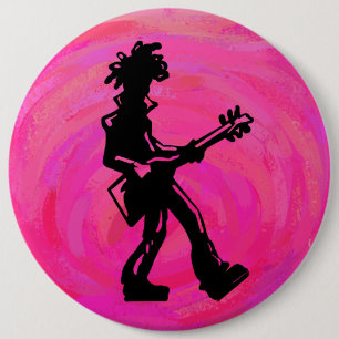 New York Boogie Nights Guitar Hot Pink Ronde Button 6,0 Cm
