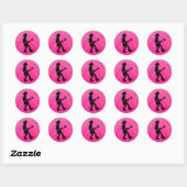 New York Boogie Nights Guitar Hot Pink Ronde Sticker (Vel)
