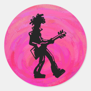 New York Boogie Nights Guitar Hot Pink Ronde Sticker