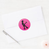 New York Boogie Nights Guitar Hot Pink Ronde Sticker (Envelop)