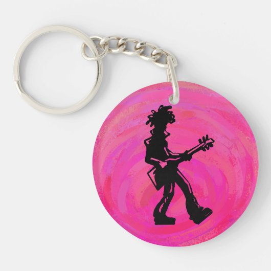 New York Boogie Nights Guitar Hot Pink Sleutelhanger (Voorkant)