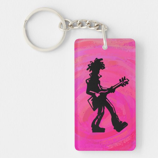 New York Boogie Nights Guitar Hot Pink Sleutelhanger (Voorkant)