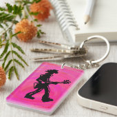 New York Boogie Nights Guitar Hot Pink Sleutelhanger (Voorkant Rechts)