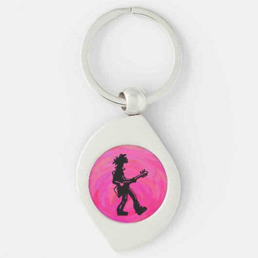 New York Boogie Nights Guitar Hot Pink Sleutelhanger (Voorkant)