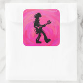 New York Boogie Nights Guitar Hot Pink Vierkante Sticker (Tas)