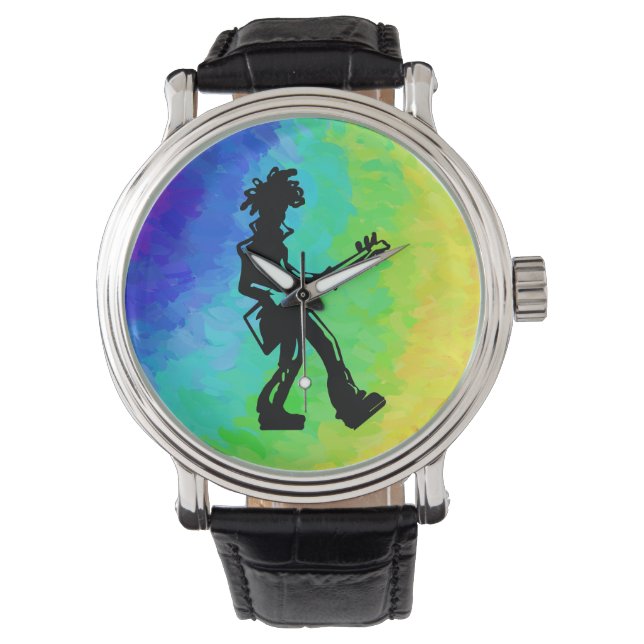 New York Boogie Nights Guitar Rainbow Horloge (Voorkant)