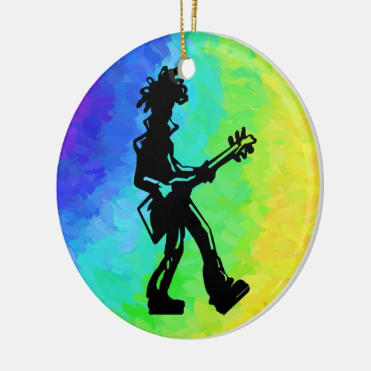 New York Boogie Nights Guitar Rainbow Keramisch Ornament (Links)