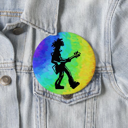 New York Boogie Nights Guitar Rainbow Ronde Button 4,0 Cm (In situ)