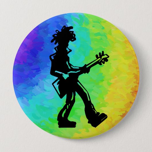 New York Boogie Nights Guitar Rainbow Ronde Button 4,0 Cm (Voorkant)