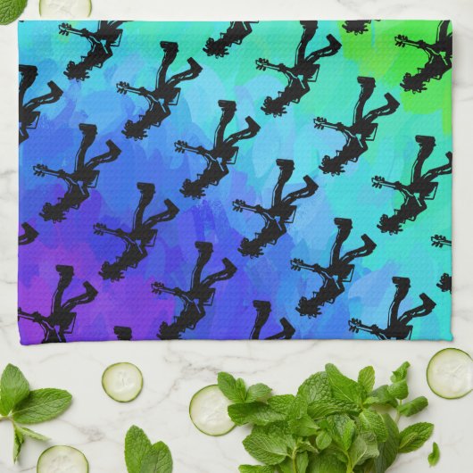 New York Boogie Nights Guitar Rainbow Theedoek (Gevouwen)