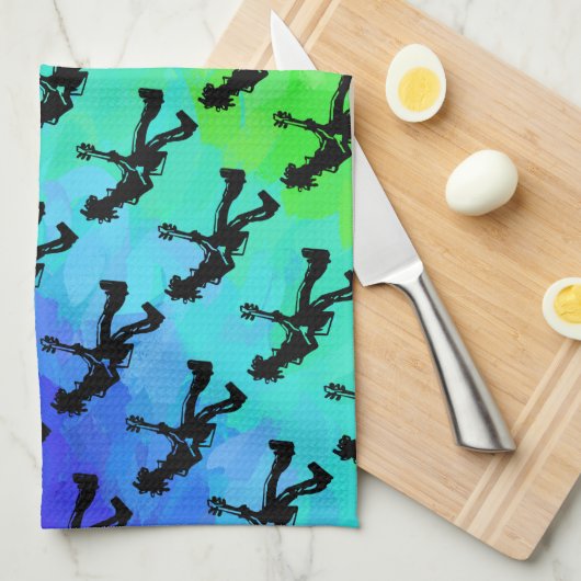 New York Boogie Nights Guitar Rainbow Theedoek (Quarter Fold)