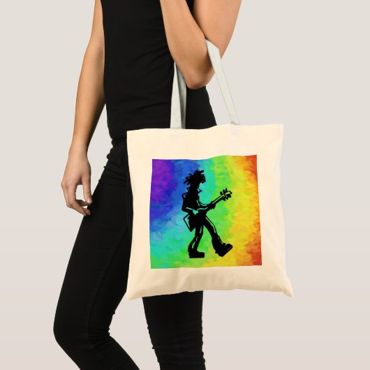 New York Boogie Nights Guitar Rainbow Tote Bag (Voorkant (product))