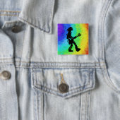 New York Boogie Nights Guitar Rainbow Vierkante Button 5,1 Cm (In situ)